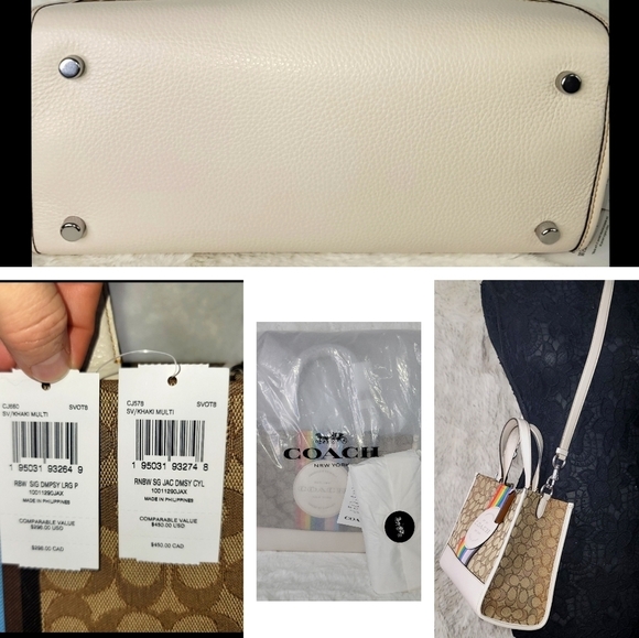 3 PCS COACH SET Handbag Purse Bag Shoulder Bag Wallet Wallet Charm NWT Matching - Picture 7 of 15